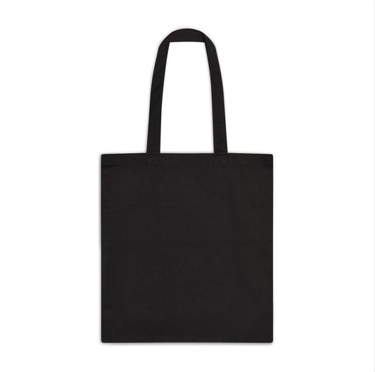 Solid-black-blank-cotton-canvas-tote-bag-with-shoulder-straps- shown-on-a-white-background