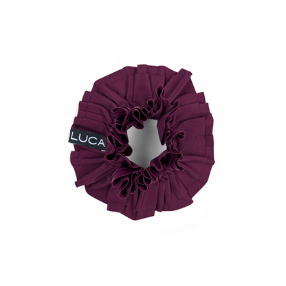 Burgundy-LUCCA-Uplift-Scrunchie-made-from-sweat-ready-leftover-cycling-jersey-fobric-suitable-for-hair