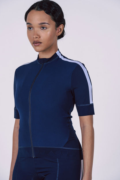 Model-wearing-a-Women's-Signature-Jersey-Navy

